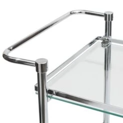 Organize It All Tempered Glass Rolling Serving Cart - 12.76 X 20.76 X 29.88" - Serving Cart - Silver -Gourmet Interiors 6a778538 f0da 4604 9f94 a495f822c81a