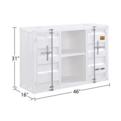 Metal Frame Server With 2 Open Compartments In White Finish - White -Gourmet Interiors 6ab738ed d525 497c b827 e7edfb8bc6ac