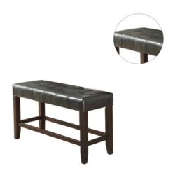 Faux Leather Wood High Bench - Silver -Gourmet Interiors 6ac41759 2772 4b0f b806 cb8ba97c98bd