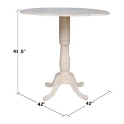 42" Round Pedestal Dual Drop Leaf Table - Unfinished - N/A - 35.5"H -Gourmet Interiors 6b022a1e 6261 46e5 bb0f 4c9cb7581344