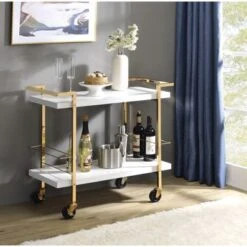 Alios Serving Cart With Gold Frame - Black With Gold Frame -Gourmet Interiors 6b32834b c295 4777 9de3 f1551f24eef8