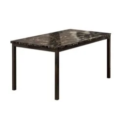 Faux Marble And Metal Dining Table In Black - 60 Inches