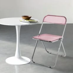 Modern Transparent Acrylic Folding Chair With Metal Frame - Set Of 4 - Pink -Gourmet Interiors 6b42dd2a cb6e 41d8 ad61 fc2c529763b3