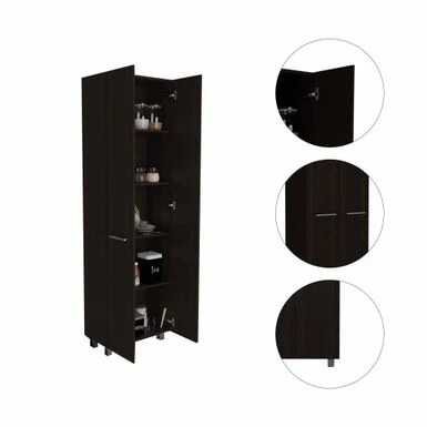 FM Furniture Pensacola, Double Door Pantry Cabinet, Five Interior Shelve - N/A - Black Wenge 13 FM Furniture Pensacola, Double Door Pantry Cabinet, Five Interior Shelve - N/A - Black Wenge - Image 11