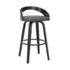 Sonia 30" Bar Height Swivel Grey Faux Leather And Black Wood Bar Stool -Gourmet Interiors 6c4ad8ee 19b0 4763 9c92 e6e710310157