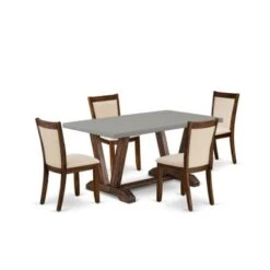 East West Furniture Dinette Set, A Dinner Table And Padded Chairs With Linen Fabric Seat (Pieces Option) - V796MZN32-5 -Gourmet Interiors 6ca6ae7c 6a43 4299 8c56 e0830900c962