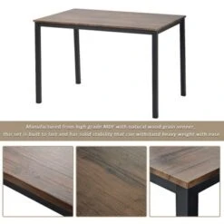 5-Piece Industrial Wooden Dining Set With Metal Frame And 4 Ergonomic Chairs, Brown - Brown -Gourmet Interiors 6cd88121 0926 4fda 9d9a 7dc00e3cf977