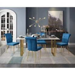 Ben Air Dining Table White & Gold - White/Gold - White/Gold
