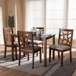 Carson Carrington Tohmo Walnut And Grey Fabric 5-piece Dining Set -Gourmet Interiors 6d3d72aa e953 4c00 850e c75a451d8c74
