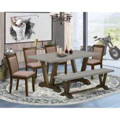 East West Furniture Dining Room Table Set - Dining Chairs And 1 Modern Dining Table (Pieces Option) - V796MZ748-5 -Gourmet Interiors 6d4427e7 1e8d 4916 87a8 500e5c9f4b1f