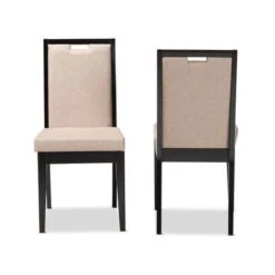 Baxton Studio Octavia Modern And Contempory Upholstered Wood Dining Chair Set(2PC) - Sand, Dark Brown -Gourmet Interiors 6d8795cb a92e 4bde b959 b8cf45ef72eb