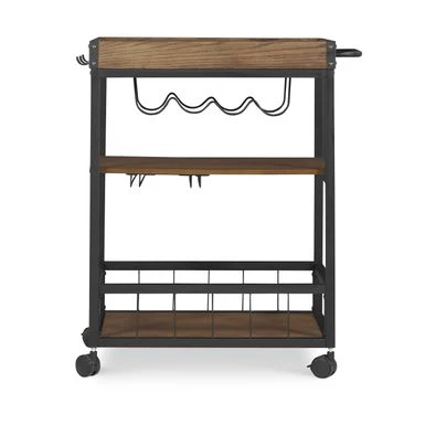 Carbon Loft Wheeler Industrial Kitchen & Wine Cart - Brown 13 Carbon Loft Wheeler Industrial Kitchen & Wine Cart - Brown - Image 11