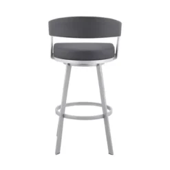Chelsea 29" Slate Grey Faux Leather And Silver Metal Bar Stool -Gourmet Interiors 6e9b7074 b9c9 4fae 9170 11e6d73a3118