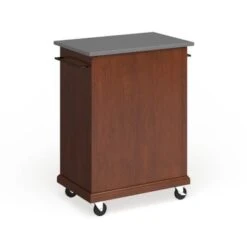 Compact Stainless Steel Top Cherry Portable Kitchen Cart - N/A - Kitchen Cart - Wood - Cherry -Gourmet Interiors 6eb9e360 0359 4722 8d61 f29086c129be