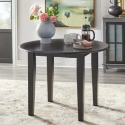 Simple Living Rollo Solid Wood Drop Leaf Dining Table - Black