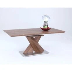 Somette Bethal Chrome-finished Metal And Wood Dining Table - Brown/Chrome - 36"x 56" - 36"x 56" - Walnut -Gourmet Interiors 6efbee5d 0feb 4aa9 8632 ea46f6ec50d6