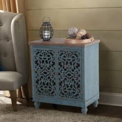 PHI VILLA 2-door Intricate Traditional Antique Storage Cabinet - Grey -Gourmet Interiors 6f292ede 856c 46f3 9b1a c39cc0a92e0f