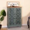 PHI VILLA 2-door Retro Antique Hollow-Carved Storage Cabinet - Blue -Gourmet Interiors 6f328200 fddd 4973 94b3 d278a3e353ff