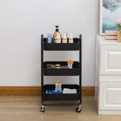 3-Tier Metal Utility Cart With Wheels Storage Shelves Organizer - 17.7"x13.7"x31" - Pink -Gourmet Interiors 6f4ad7db af8a 4334 b942 f3318aecd4dc