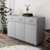 Merax 3-drawer Buffet Cabinet, Storage Sideboard - Grey -Gourmet Interiors 6f8366c9 0c67 4268 85d0 c60c42c2a6f6
