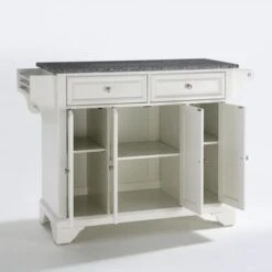 LaFayette Solid Granite Top Kitchen Island In White Finish - Stationary - White -Gourmet Interiors 6f905d51 ed8b 4ab6 9a88 dc0db7774666