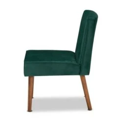 Baxton Studio Alvis Mid-Century Velvet Upholstered Dining Chair - Emerald Green, Walnut Brown -Gourmet Interiors 6fd85a7d 18c6 4ddf a646 62e5dc88d8df