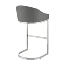 Atherik Counter Stool In Brushed Stainless Steel With Grey Faux Leather -Gourmet Interiors 7053c29c 3cd6 4395 8316 7659f9fde58c