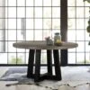 Chester Grey Concrete And Solid Wood 55" Round Pedestal Dining Table - Grey -Gourmet Interiors 7058c4cf a080 4ff9 b760 8296a0519bab
