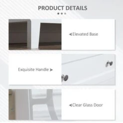 HOMCOM Kitchen Cabinet, Storage Cabinet, Sideboard Floor Accent Cabinet W/ 2 Glass Doors, Drawer & Adjustable Shelves - Off-white -Gourmet Interiors 70a511e3 28f4 4c24 bf3f 8599e9ca16ee