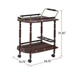 2-Tier Serving Cart With Casters In Merlot And Brass - Serving Cart - Merlot And Brass -Gourmet Interiors 70c026aa a496 4d07 b918 2d2c14d4f35a