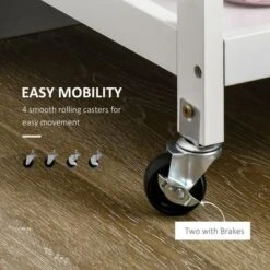 HOMCOM Utility Kitchen Cart, Rolling Kitchen Island Storage Trolley - White 33 HOMCOM Utility Kitchen Cart, Rolling Kitchen Island Storage Trolley - White -Gourmet Interiors 710c4b8e 851b 4878 8b09 8fb0aa749b47