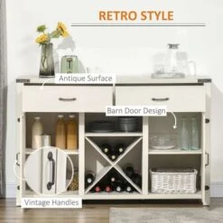 HomCom Wooden Farmhouse Sideboard Storage Buffet Cabinet - White -Gourmet Interiors 718bb2af dcbc 4f23 8178 74252377d9e6