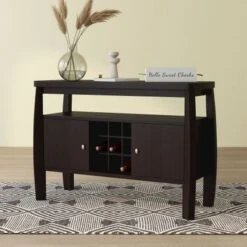 DH BASIC Mod Buffet Table With Shelf And Wine Grid By Denhour - Cappuccino