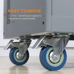 HOMCOM Rolling Kitchen Island On Wheels Utility Cart With Drop-Leaf And Rubber Wood Countertop, Storage Drawers, Dark Grey - Dark Grey - Stationary - Wood -Gourmet Interiors 71f24d8c 3bf9 4744 9a90 590f97a38291