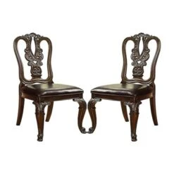 Set Of 2 Leatherette Dining Side Chair In Brown Cherry - Set Of 2 - Cherry Brown -Gourmet Interiors 724311fd bb6c 477d 8250 c0cd71023af3