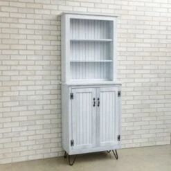 78-inch Tall Lodge Style China Cabinet With 3 Display Shelves, 2 Doors, And 4 Legs - Espresso Top & Base -Gourmet Interiors 724aaeb4 fcca 4350 83c5 e99f096cd87a