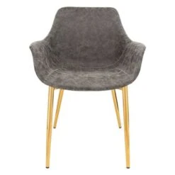 LeisureMod Markley Modern Leather Dining Armchair With Gold Metal Legs - Peacock Blue -Gourmet Interiors 7290f398 9d87 4dd9 988a c33cb57642f7