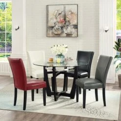 Dining Chiar Set Breathing Leather, Set Of 2 - Grey