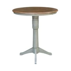 36" Round Top Pedestal Table - Hickory/Stone - Dining Height - Distressed Hickory/Stone -Gourmet Interiors 73263728 33a9 40fa a481 2ac798722641