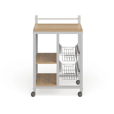 Coaster Furniture Kelvin Natural Brown And White 2-shelf Kitchen Cart - Microwave Cart - White - Wood 5 Coaster Furniture Kelvin Natural Brown And White 2-shelf Kitchen Cart - Microwave Cart - White - Wood - Image 3