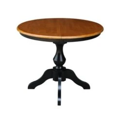 36" Round Top Pedestal Table With 12" Leaf - Black/Cherry - Counter Height -Gourmet Interiors 73646389 bf31 452f a399 803f15a15ca0