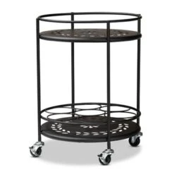 Baxton Studio Dallan Modern Industrial Metal 2-Tier Kitchen Cart - White -Gourmet Interiors 73a6c13e 2fe7 4549 86d5 bb269a061a47