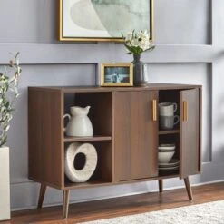 Simple Living Adela Mid-Century Sideboard - Walnut -Gourmet Interiors 74051e08 bf4d 4c80 b4af dadf66e868d2