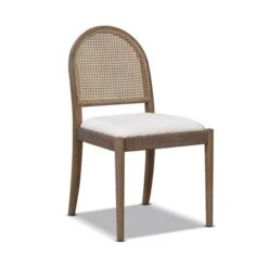 Panama 18.5" Curved Cane Rattan Ivory Side Dining Chair Set Of 2 - Ivory White Boucle -Gourmet Interiors 744fd3fe 13e7 44b3 a6be 0c1e58791202