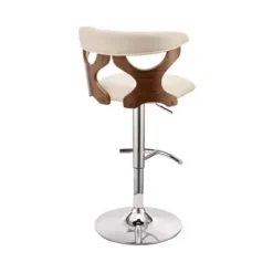 Ruth Adjustable Swivel Cream Faux Leather And Walnut Wood Bar Stool With Chrome Base -Gourmet Interiors 74b258da 06a6 4a5c ad14 112a1c5ac823