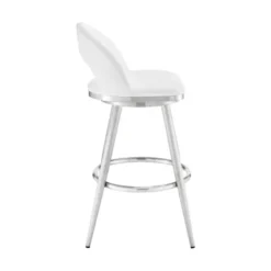 Lottech Swivel Counter Stool In Brushed Stainless Steel With White Faux Leather -Gourmet Interiors 74beeb1d f7b4 4a1b 8953 0dd1c5448510