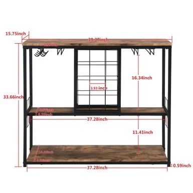 Bar&Serving Cart With Glass Holder And Wine Rack, 3-Tier Kitchen Trolley With Tempered Glass Shelves And Chrome-Finished - Brown 18 Bar&Serving Cart With Glass Holder And Wine Rack, 3-Tier Kitchen Trolley With Tempered Glass Shelves And Chrome-Finished - Brown - Image 16