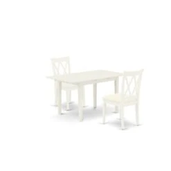 Wooden Dining Table Set - Butterfly Leaf Rectangular Dinette Table And Kitchen Chairs (Pieces, Color & Seat Type Options) - NOCL3-LWH-W -Gourmet Interiors 757d9296 4437 4a90 a79e a17e2c2e5bf3