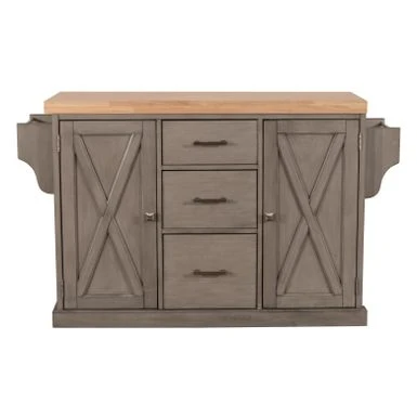 Hillsdale Brigham Kitchen Island In Gray With Wood Top - 36.25H X 48W X 18D - Portable 4 Hillsdale Brigham Kitchen Island In Gray With Wood Top - 36.25H X 48W X 18D - Portable - Image 2