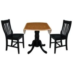 42 In Dual Drop Leaf Dining Table With 2 Dining Chairs - 3 Piece Dining Set - Natural Table/black Chairs -Gourmet Interiors 75912f88 438d 414a 81e9 1f1c1b5586ed